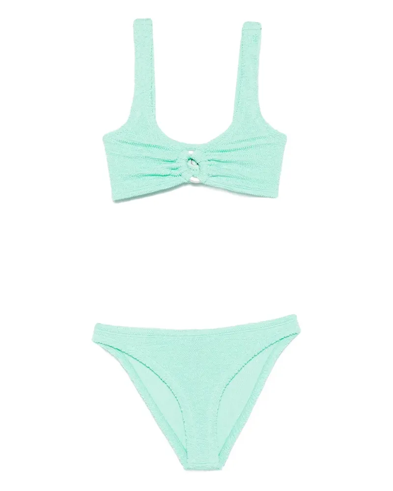 Hunza G Julia Bikini in Knitteroptik mit Ringdetail - Grün Grün