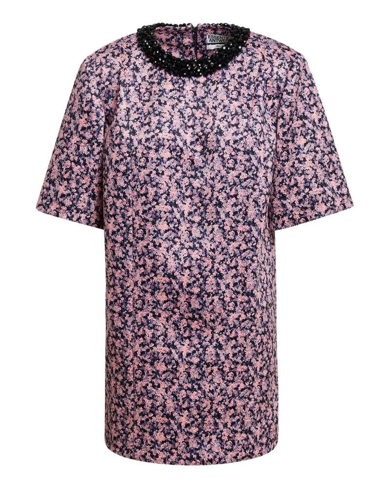 Essentiel Kaylin Minikleid mit Perlen und Blumenprint - Rosa Rosa