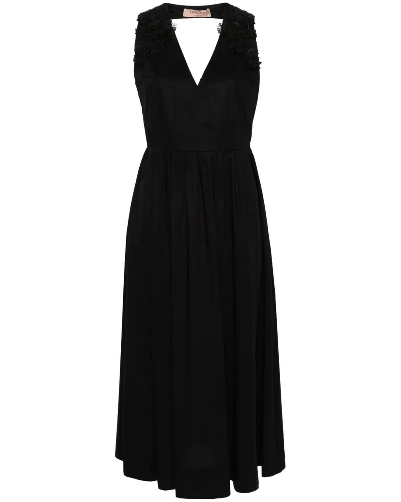 Twin-Set Spitzenkleid mit Blumenmuster - Schwarz Schwarz