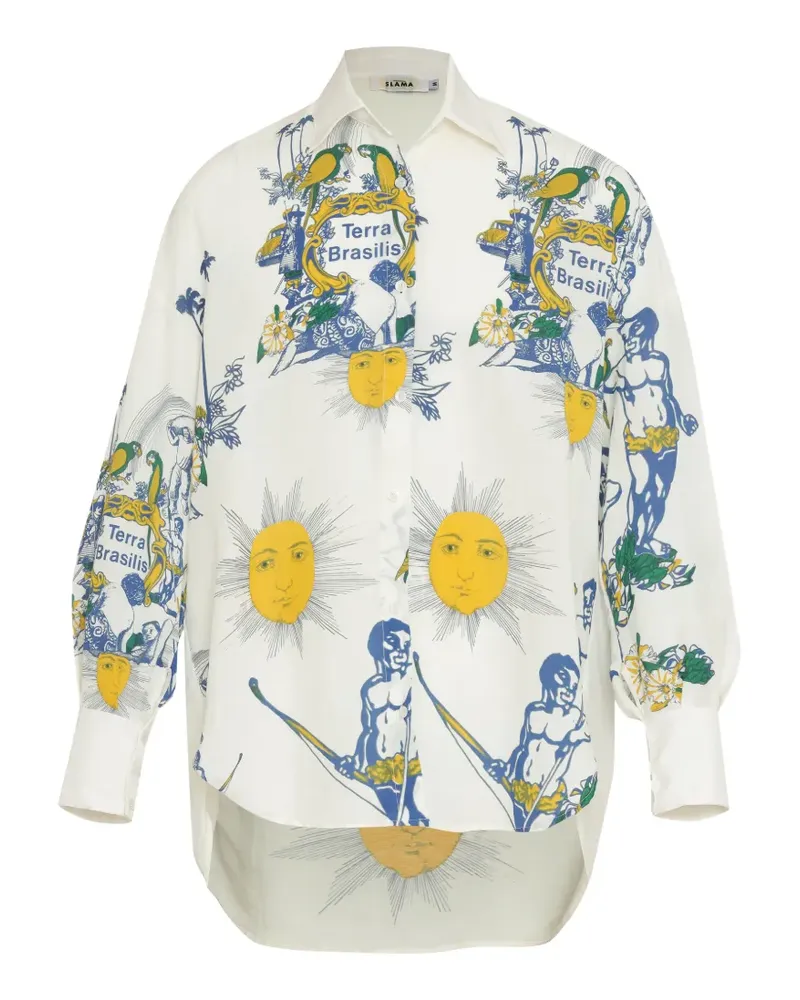 Amir Slama Hemd mit grafischem Print - Weiß Weiß