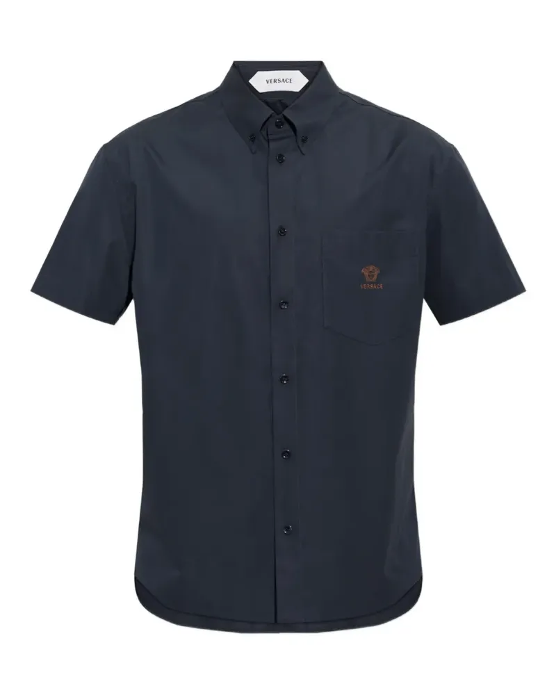 Versace Medusa-embroidered patch-pocket shirt - Blau Blau