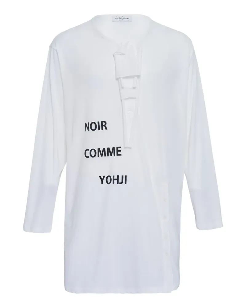 Yohji Yamamoto Langarmshirt mit Knopfdetail - Weiß Weiß