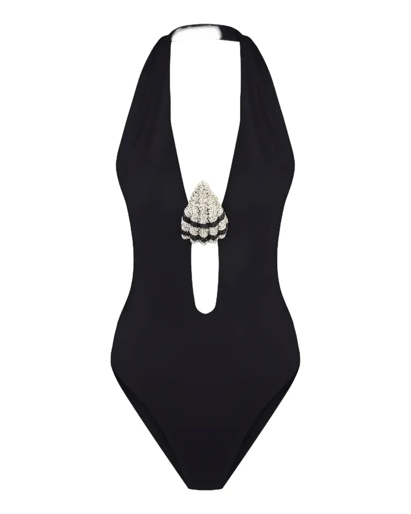 Nuè crystal-embellished halterneck swimsuit - Schwarz Schwarz
