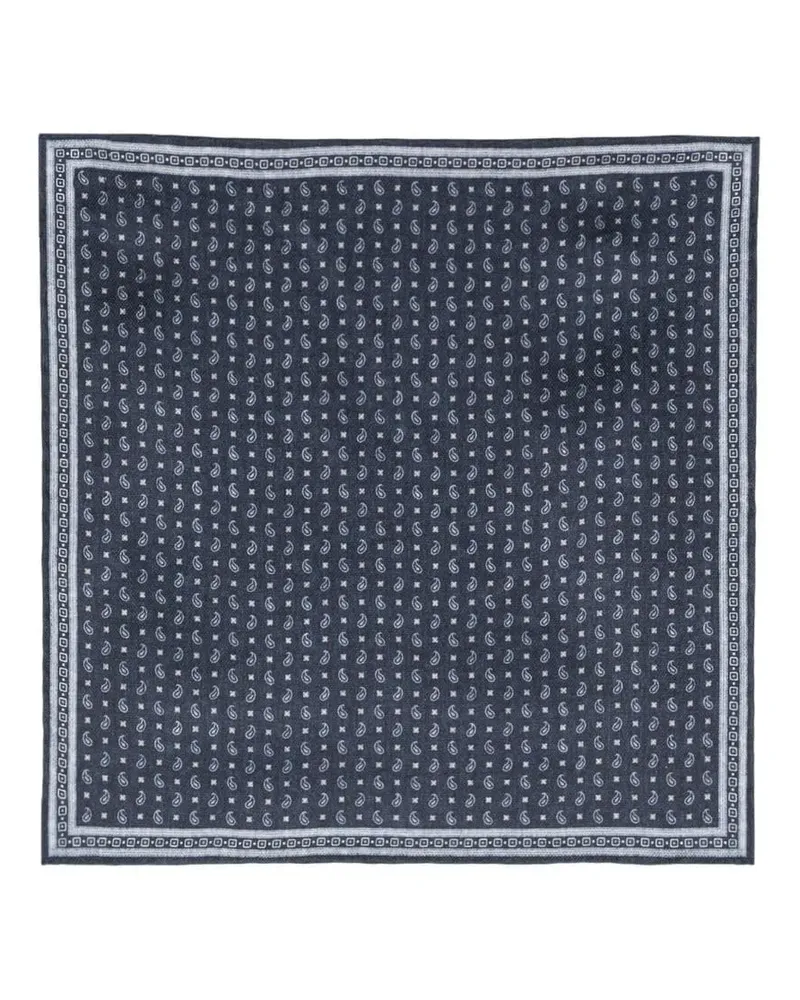Brunello Cucinelli Einstecktuch aus Seide mit Print - Blau Blau