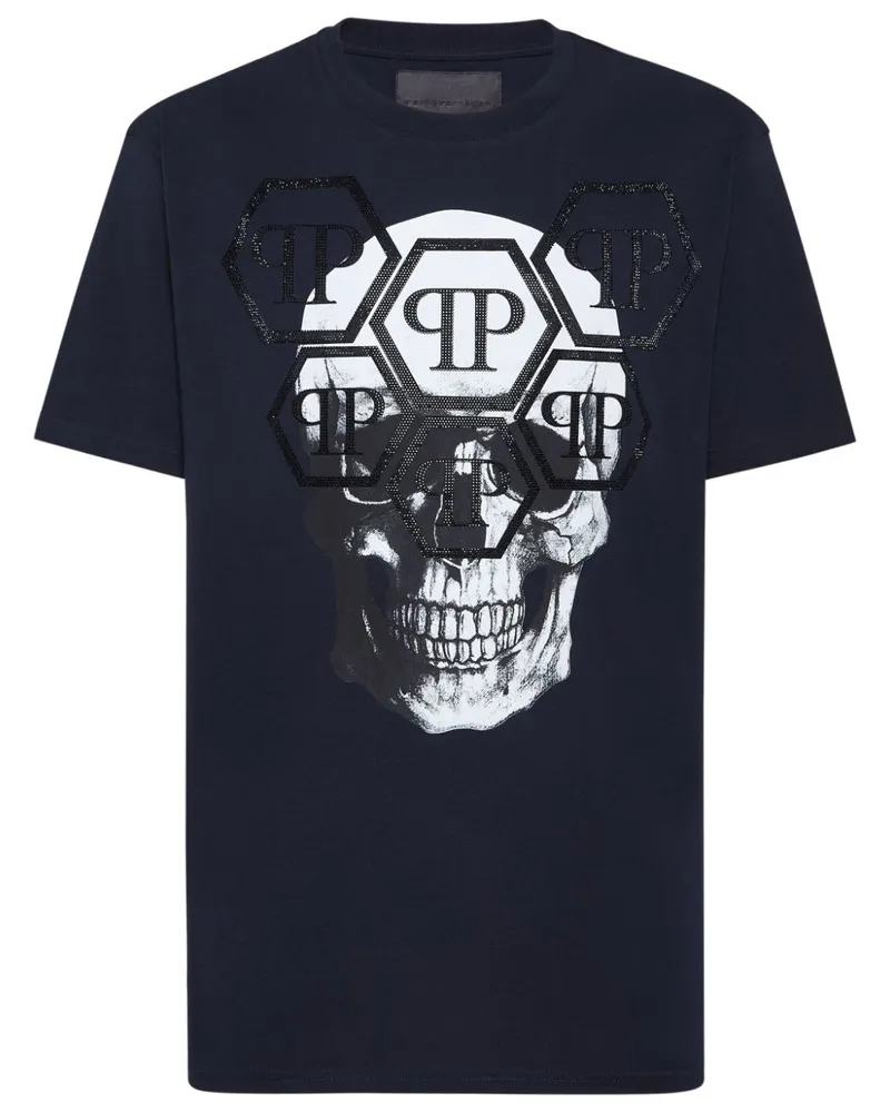 Philipp Plein Stones Skull T-Shirt - Blau Blau