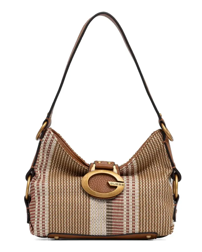 Guess Camdem striped logo-plaque shoulder bag - Braun Braun