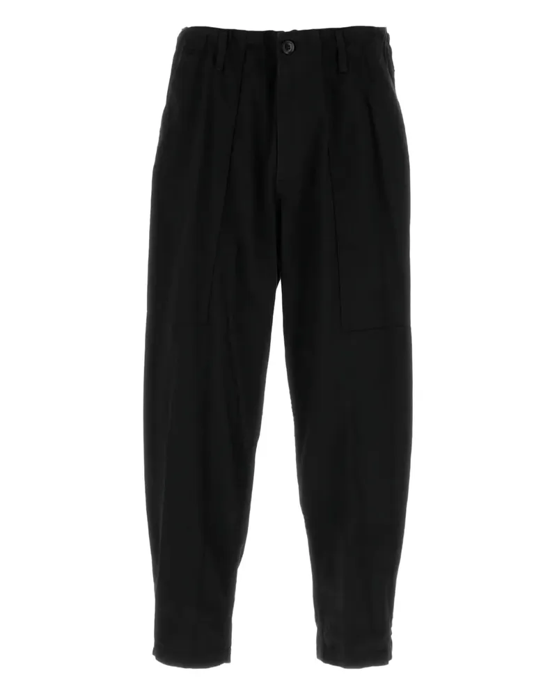 Yohji Yamamoto patch-pocket cotton trousers - Schwarz Schwarz