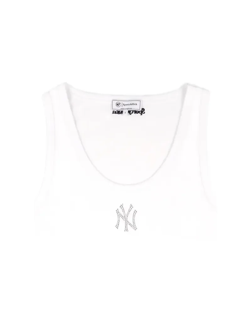 SPORTY & RICH Yankees Krystal Cropped-Tanktop - Weiß Weiß