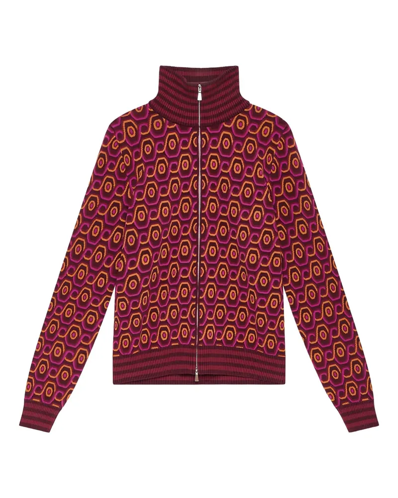 Maliparmi Reißverschluss-Cardigan mit Rolling Chain-Print - Rot Rot