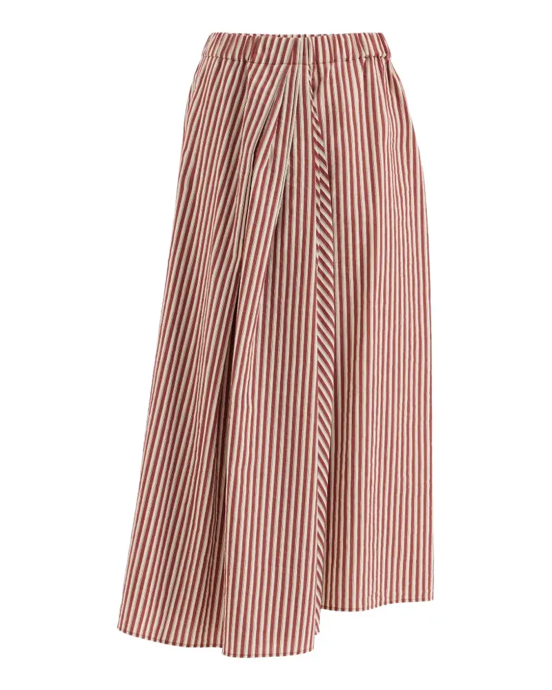 Brunello Cucinelli Gestreifter Popeline-Rock mit Knitteroptik - Rot Rot