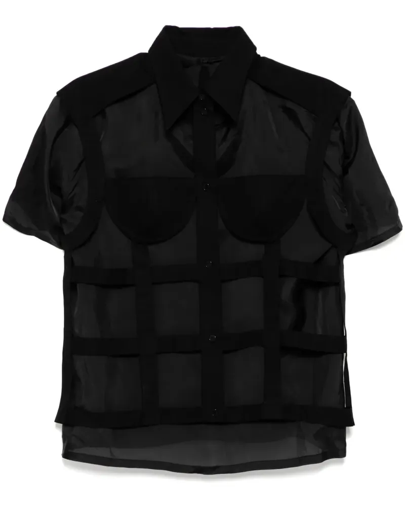 pushBUTTON Hemd im Layering-Look mit BH - Schwarz Schwarz