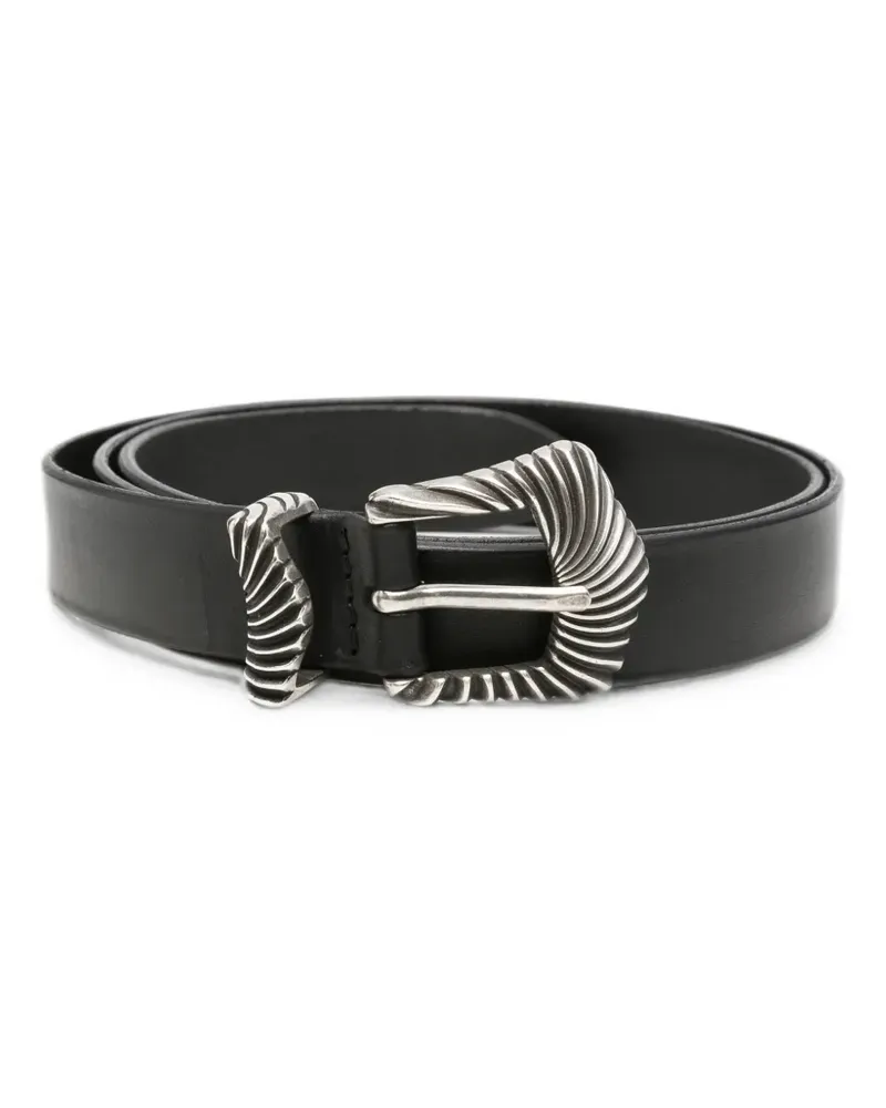 Orciani grooved-buckle leather belt - Schwarz Schwarz
