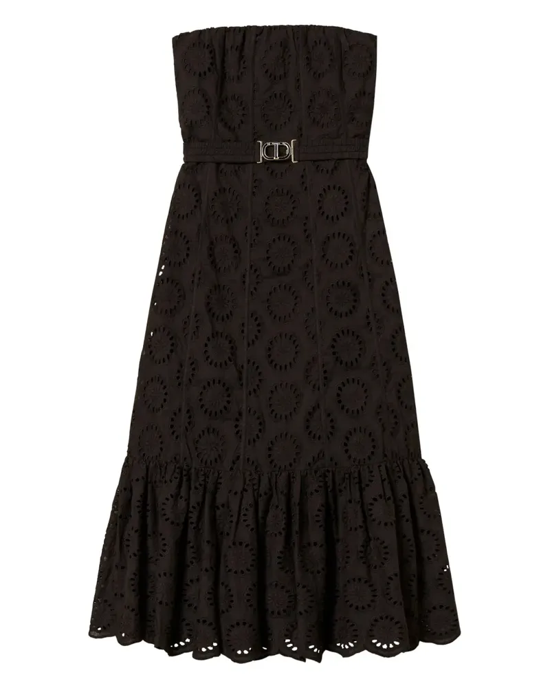 Twin-Set Kleid mit Lochstickerei - Schwarz Schwarz