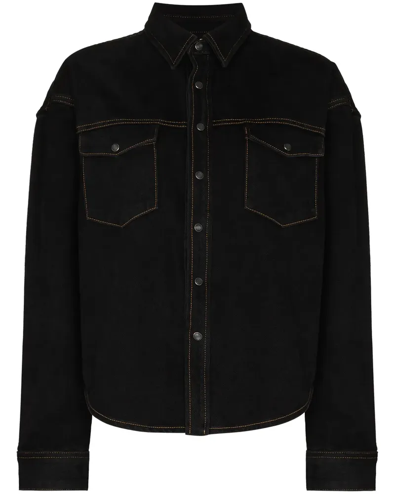WARDROBE.NYC Oversized-Jeansjacke mit Knöpfen - Schwarz Schwarz