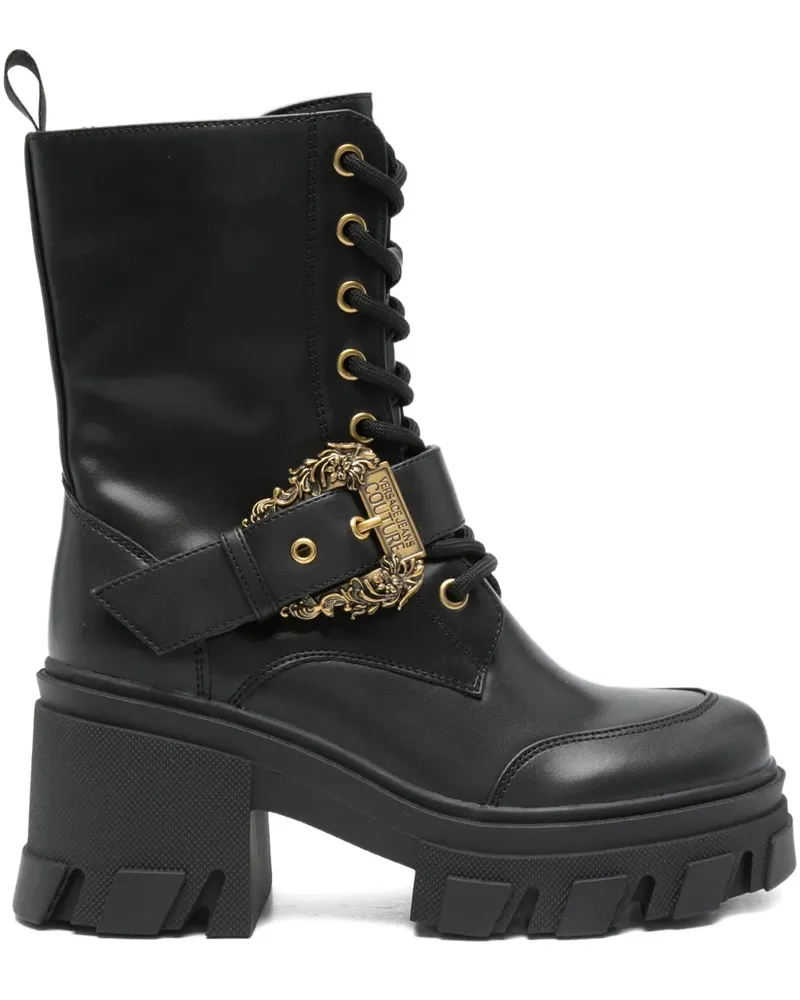 Versace Jeans Schnürstiefel mit Schnalle - Schwarz Schwarz