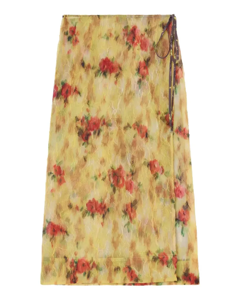 Ganni Midirock mit Blumenmuster - Gelb Gelb