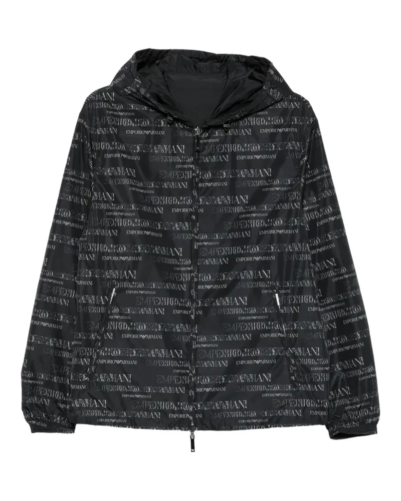 Emporio Armani logo-pattern reversible jacket - Schwarz Schwarz