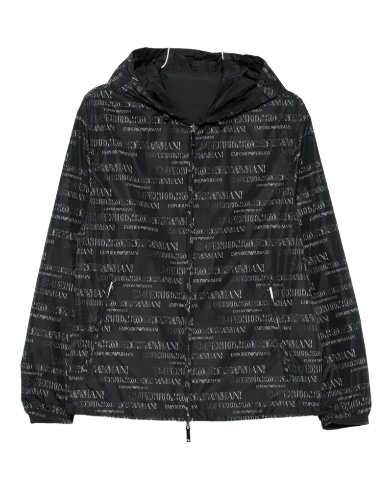 Emporio Armani logo-pattern reversible jacket - Schwarz Schwarz