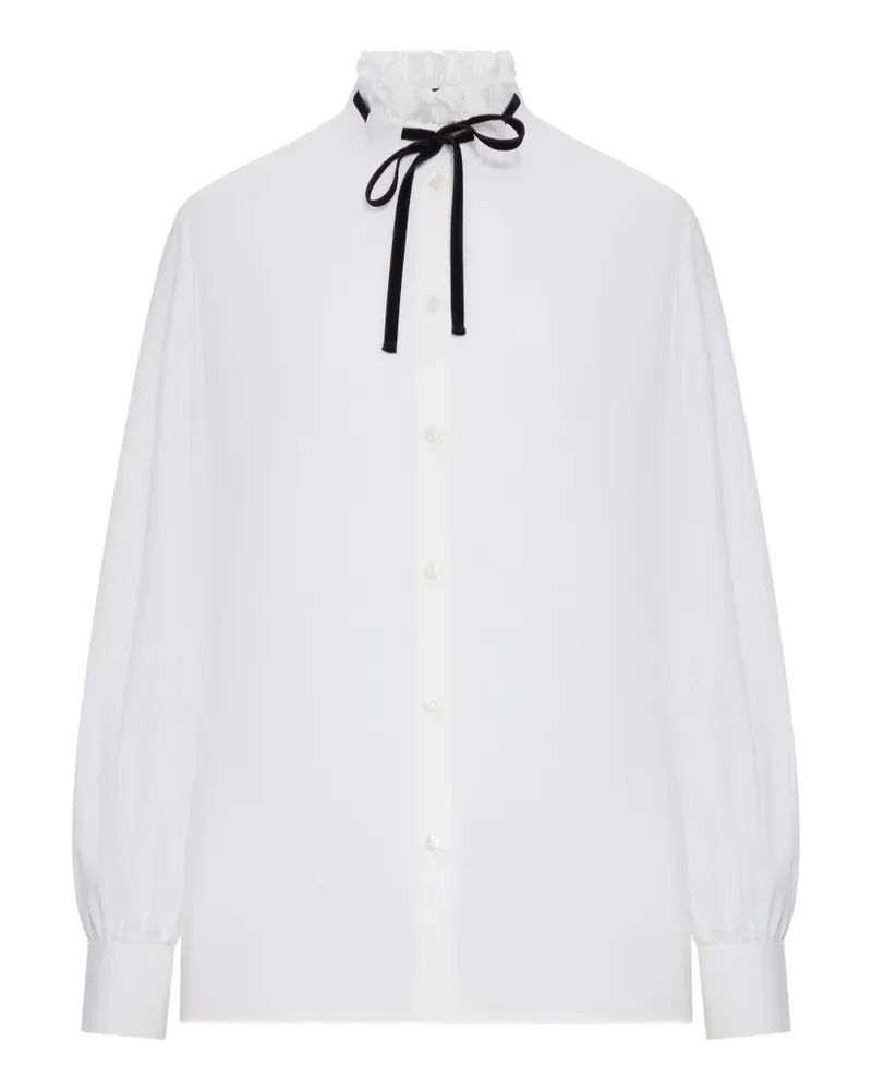 Valentino Garavani ruffled tie-detail shirt - Weiß Weiß