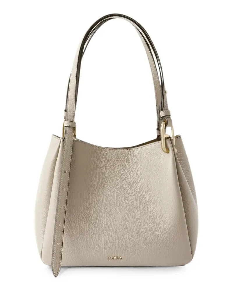 Furla Tote Bag aus strukturiertem Leder mit Logo-Anhänger - Nude Nude