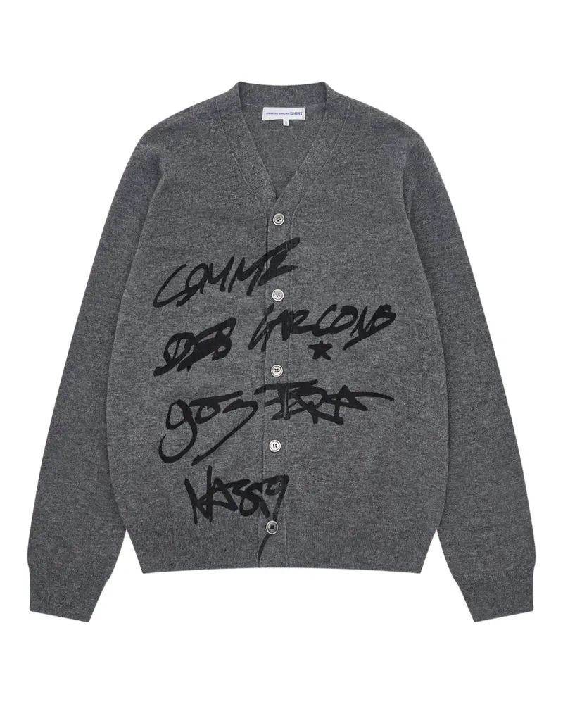 Comme des Garçons x ASAP Nast Script Cardigan mit V-Ausschnitt - Grau Grau
