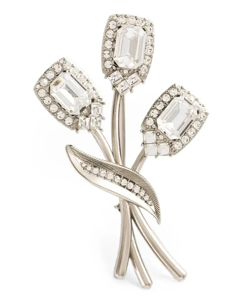 Dolce & Gabbana Blumenbrosche mit Strass - Silber Silber