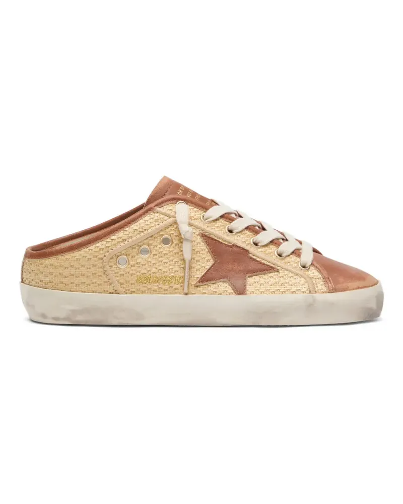 Golden Goose Super-Star sabots in raffia with brick-red star slip-ons - Nude Nude