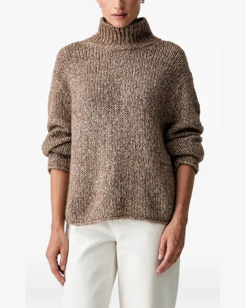 Marc O'Polo Grob gestrickter Pullover mit Stehkragen - Braun Braun