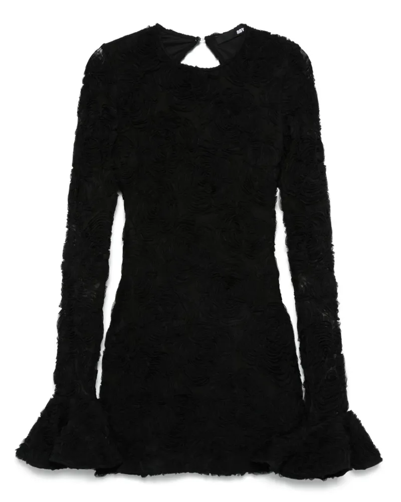 ROTATE Birger Christensen Mesh-Minikleid mit Blumen - Schwarz Schwarz