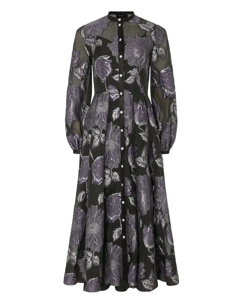 Temperley London Bridget Cocktail Midikleid mit Blumen-Print - Schwarz Schwarz
