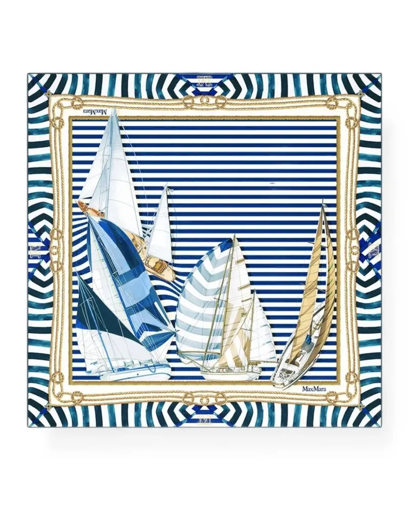 Max Mara Schal aus Seide - Blau Blau