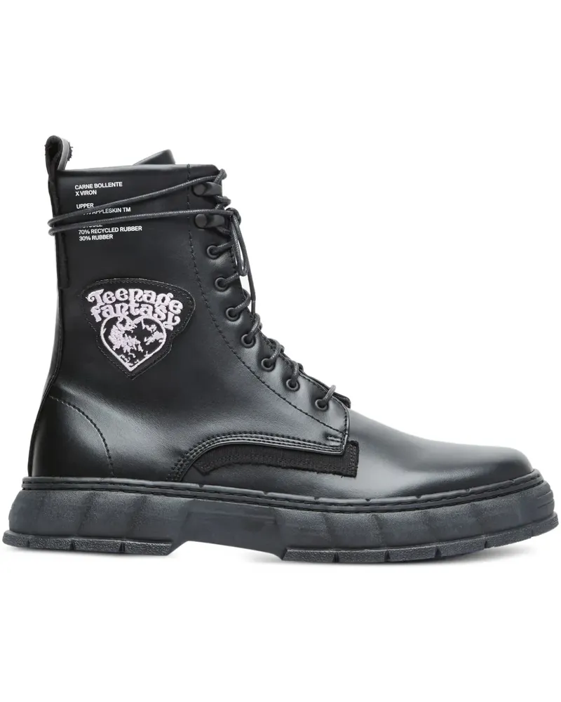 VIRÓN Schnürstiefel mit Patch - Schwarz Schwarz