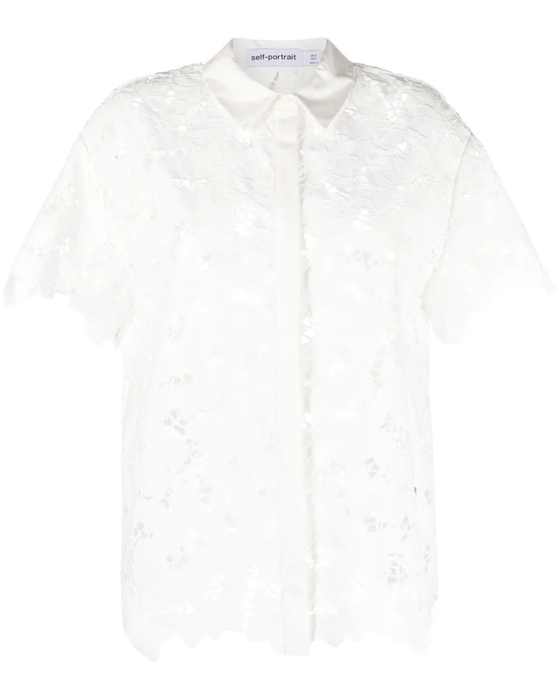 Self-Portrait Kurzärmeliges Spitzenoberteil - Weiß Weiß