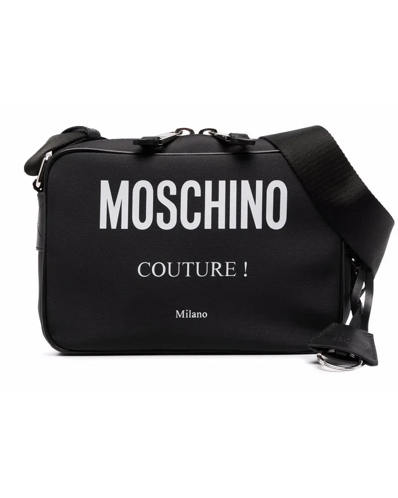 Moschino Schultertasche mit Logo-Print Schwarz