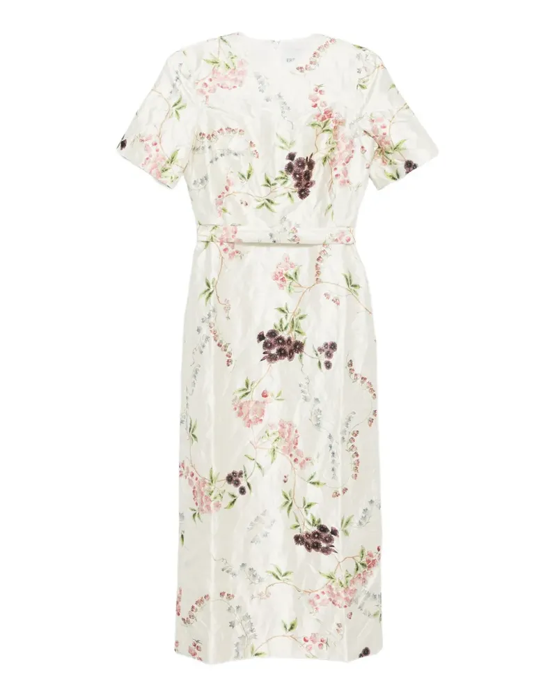 Erdem floral print textured midi dress - Nude Nude