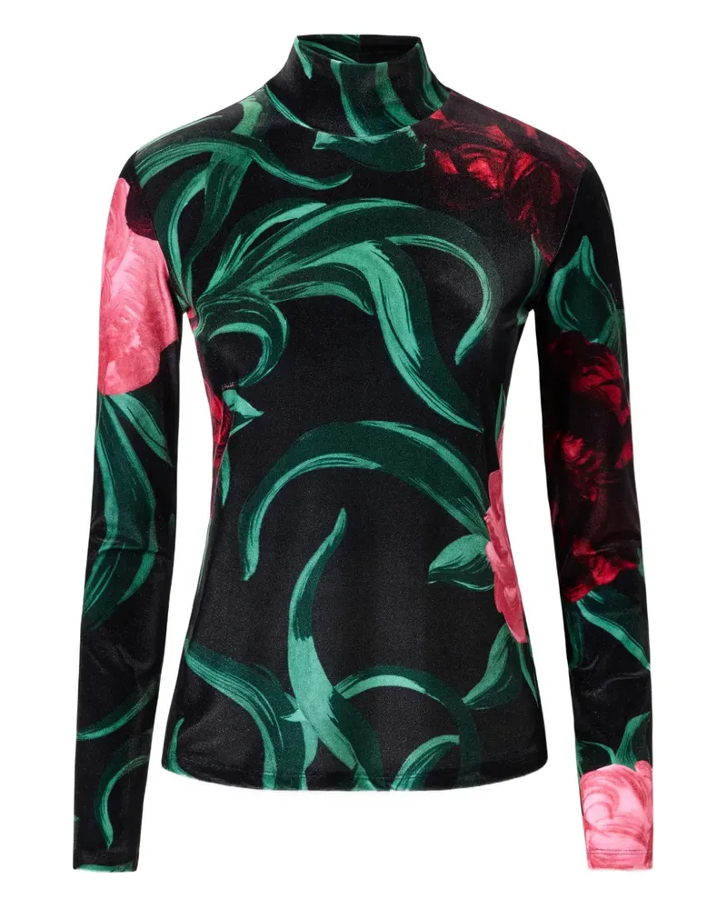 La DoubleJ floral-print turtleneck top - Schwarz Schwarz