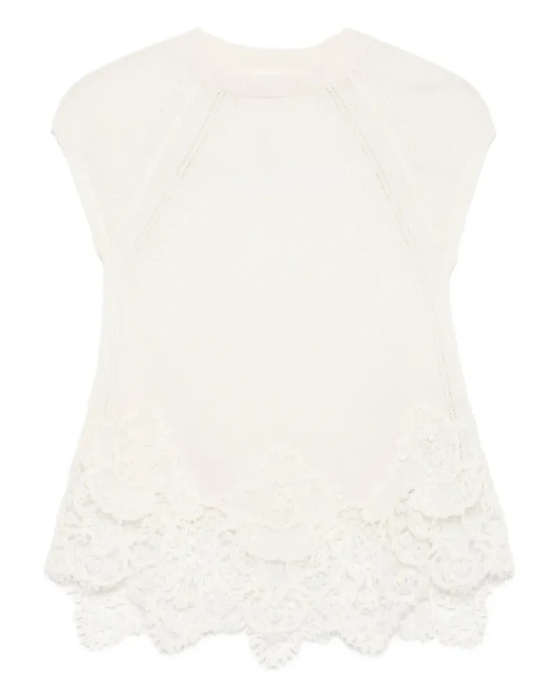 Ermanno Scervino Strickoberteil mit Spitzenbesatz - Weiß Weiß
