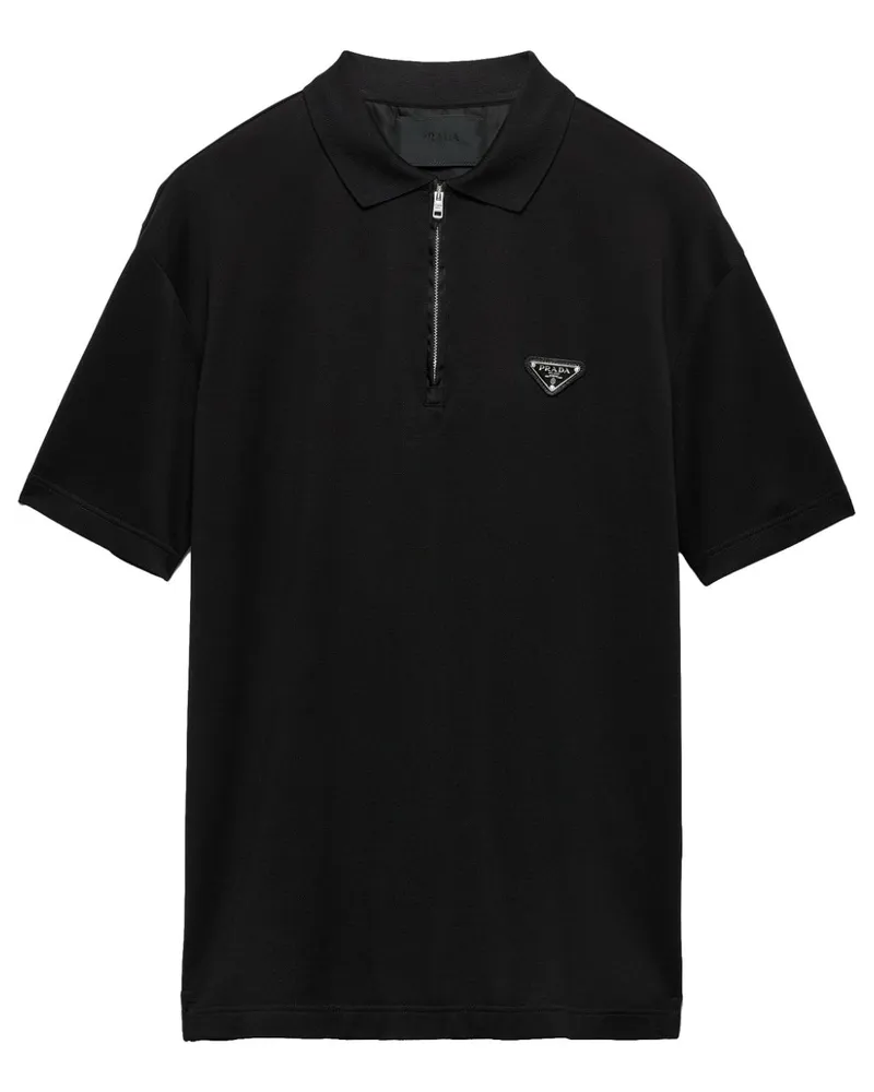 Prada Poloshirt mit Triangel-Logo - Schwarz Schwarz
