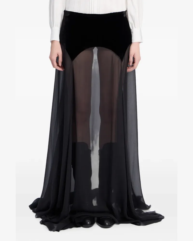 Ann Demeulemeester Maxirock aus Seidenchiffon - Schwarz Schwarz
