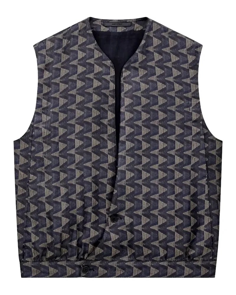 Giorgio Armani Doppelreihige Weste mit Print - Grau Grau
