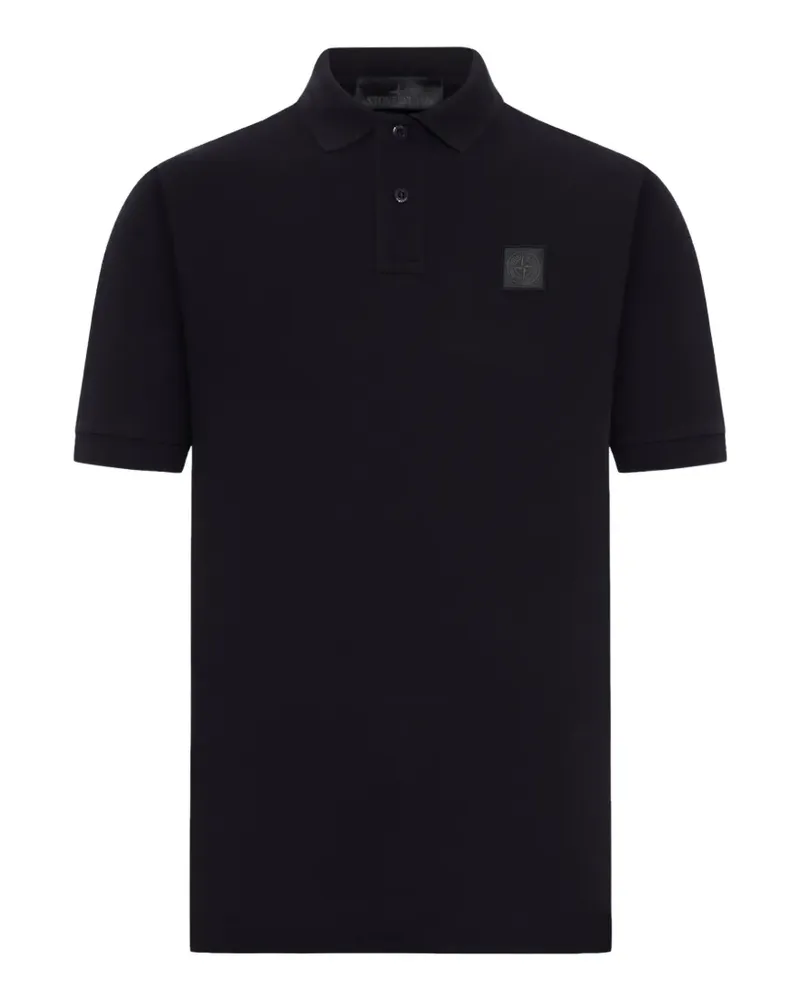 Stone Island Poloshirt mit Logo-Patch - Schwarz Schwarz