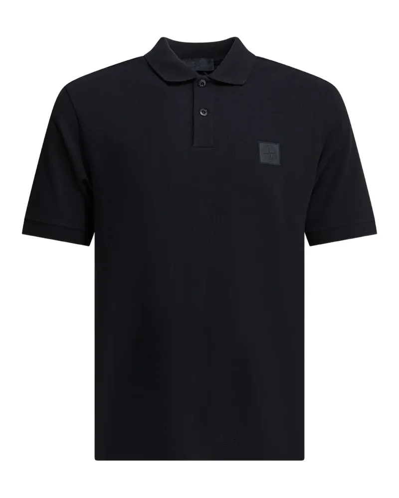 Stone Island Poloshirt mit Logo-Patch - Schwarz Schwarz