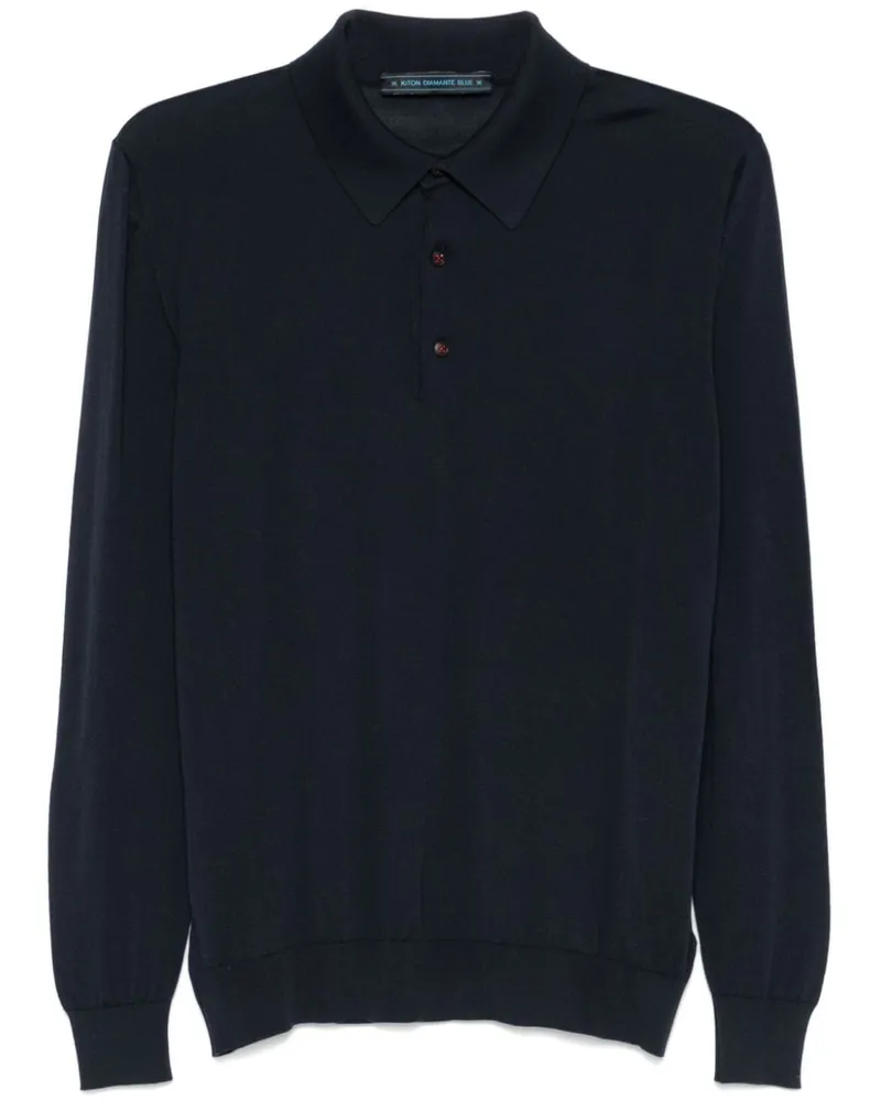 Kiton Fein gestricktes Poloshirt - Blau Blau