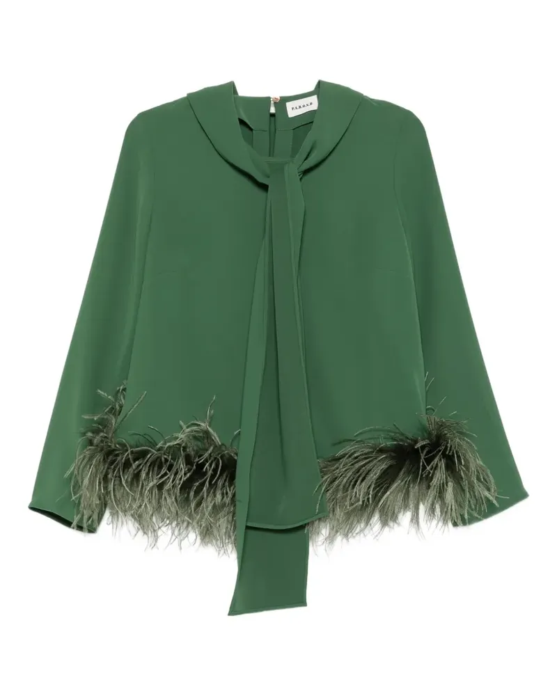 P.A.R.O.S.H. P.A.R.O H. Bluse mit Feder-Besatz - Grün Grün