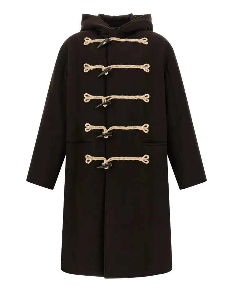 Yohji Yamamoto flannel toggle-fastening duffle coat - Rot Rot
