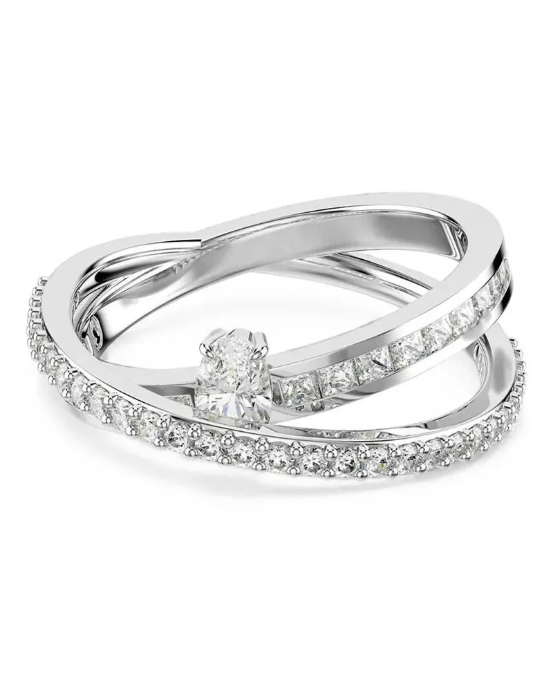 Swarovski Hyperbola crystal-embellished crossover ring - Silber Silber