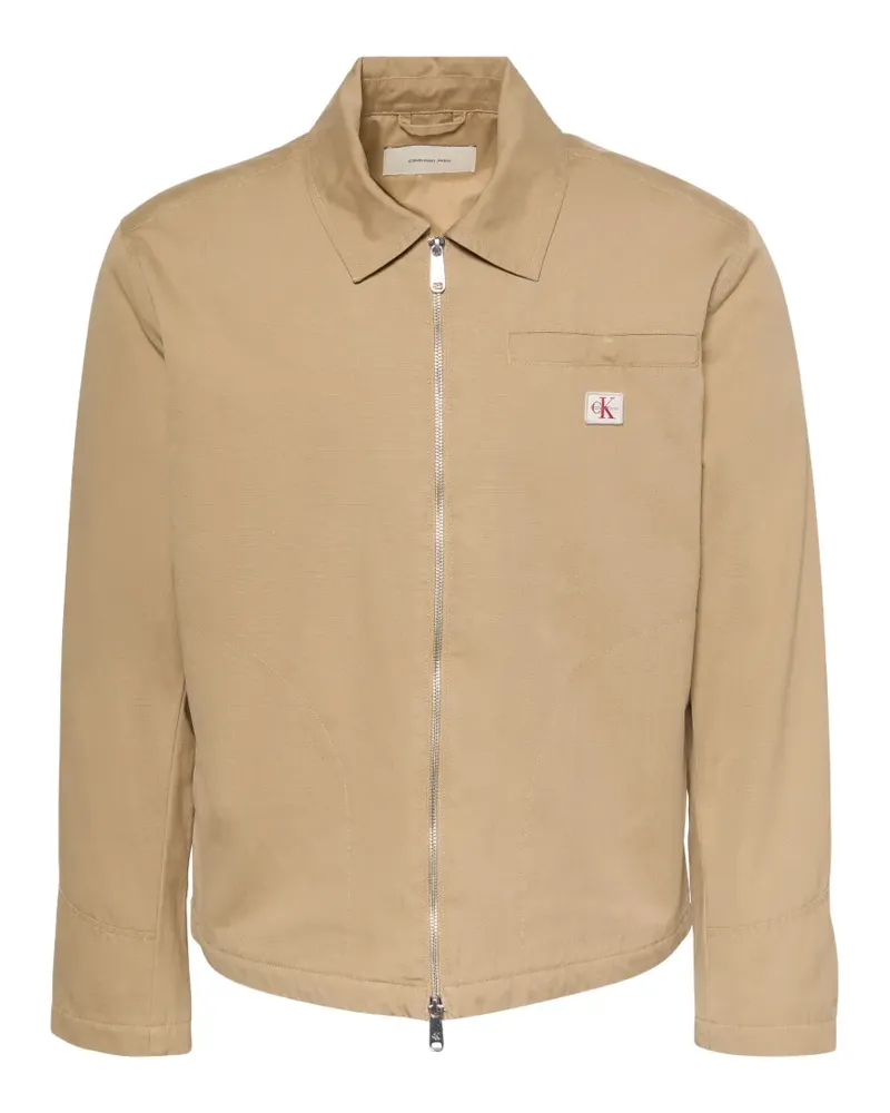 Calvin Klein logo-patch zip-up jacket - Nude Nude