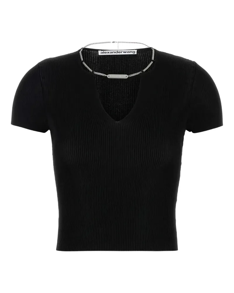 Alexander Wang Geripptes Oberteil mit Kettendetail - Schwarz Schwarz