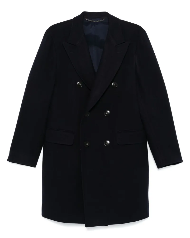 Canali Klassischer Wollmantel - Blau Blau