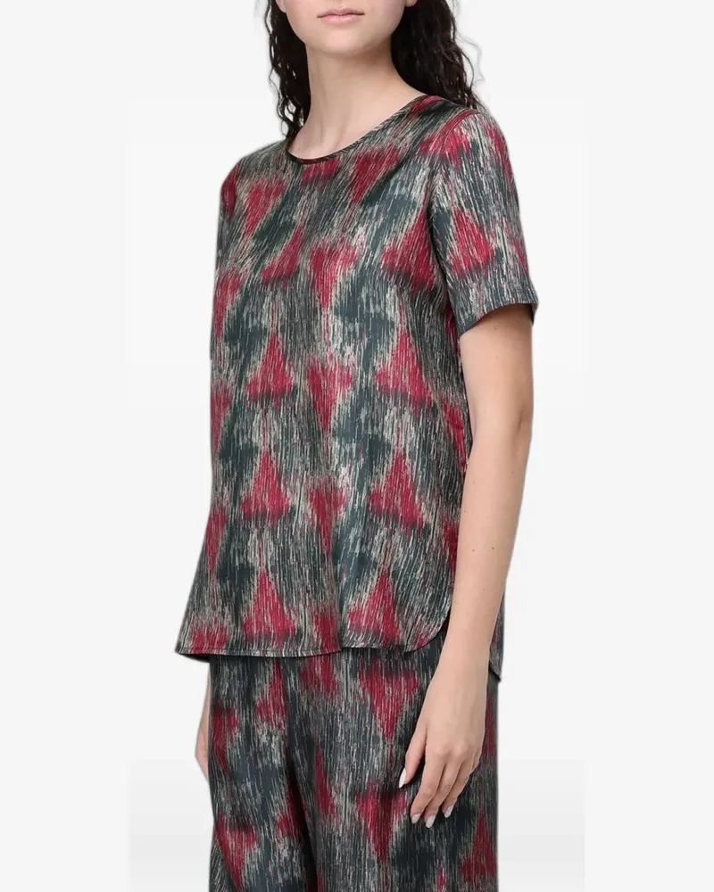 Max Mara abstract-print short-sleeve top - Grau Grau
